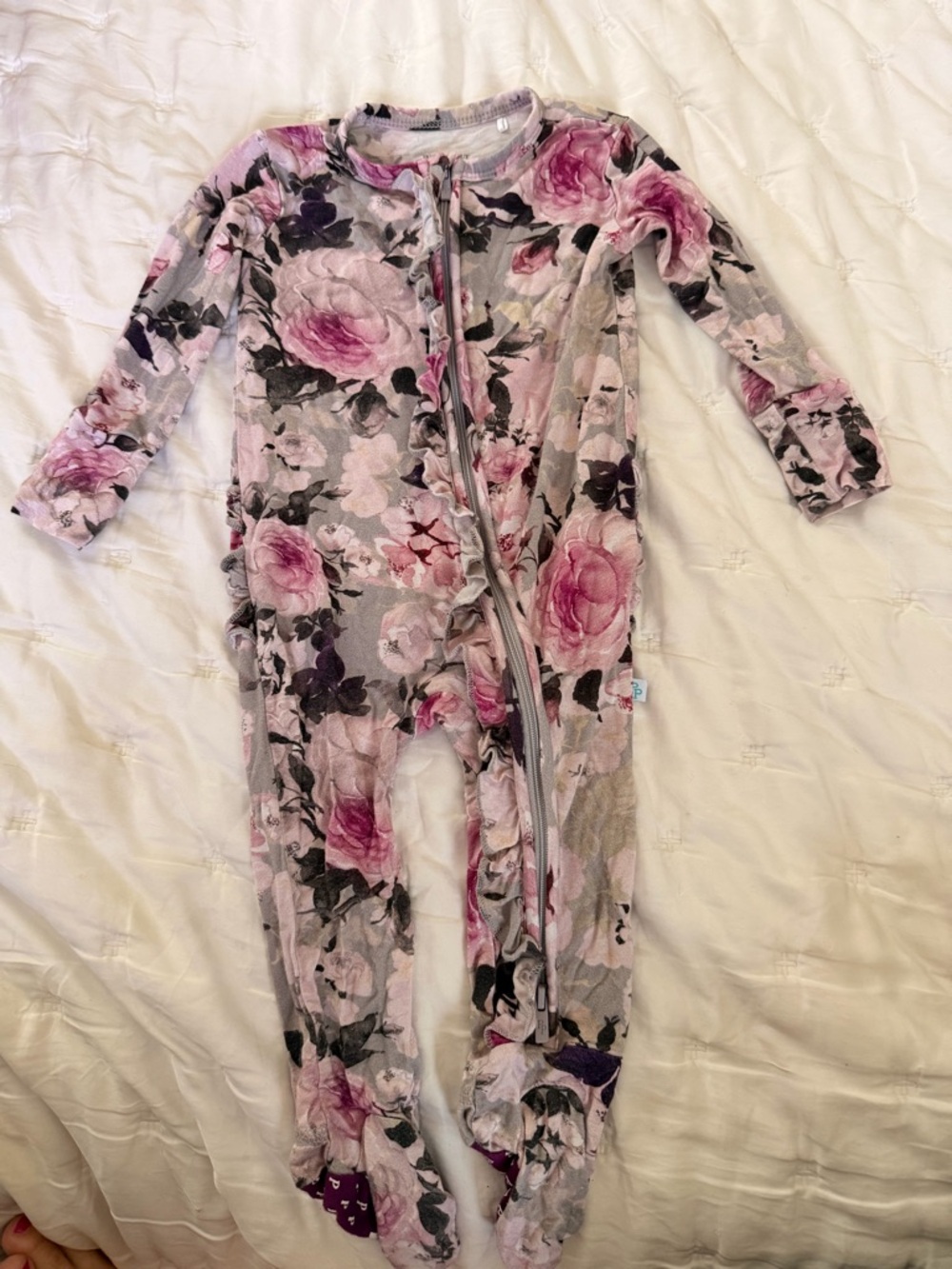 Posh Peanut Pink Floral Footed One-Piece Pajamas